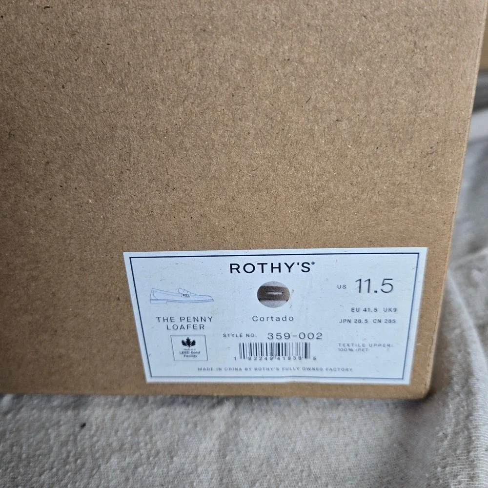 Rothy's The Penny Loafer Mens 11.5 Cortado Brown Cream New In Box 359-002